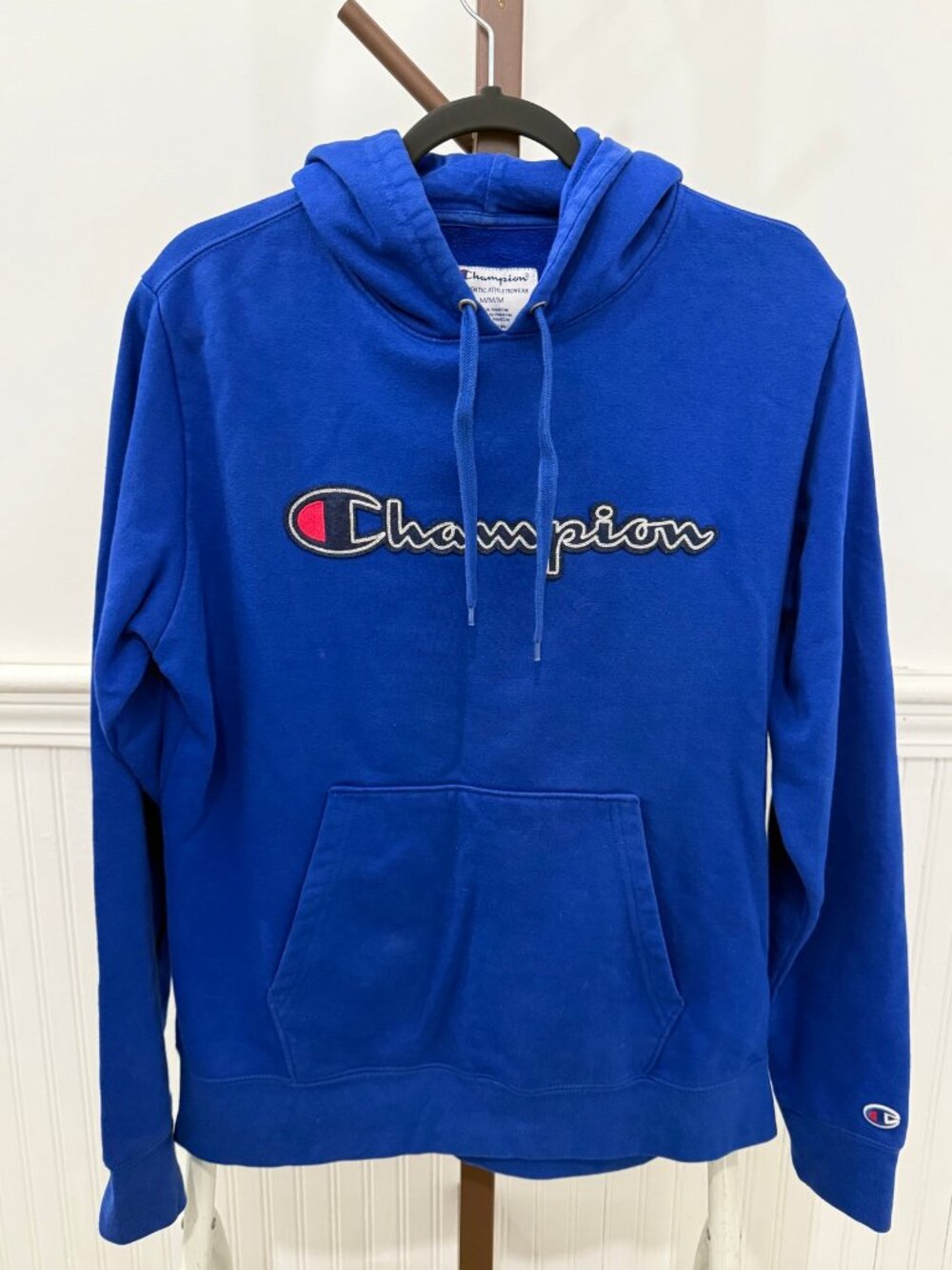 Champion Authentic Athleticwear Royal Blue Script Pullover Hoodie Mens Medium